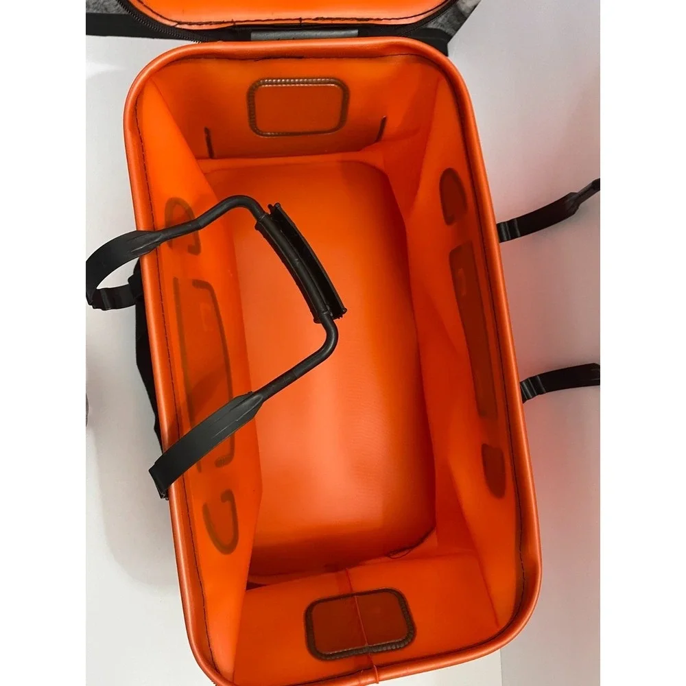 Mikanuo 45cm Live Bait Bucket Orange EVA Waterproof Collapsible Fishing Bag